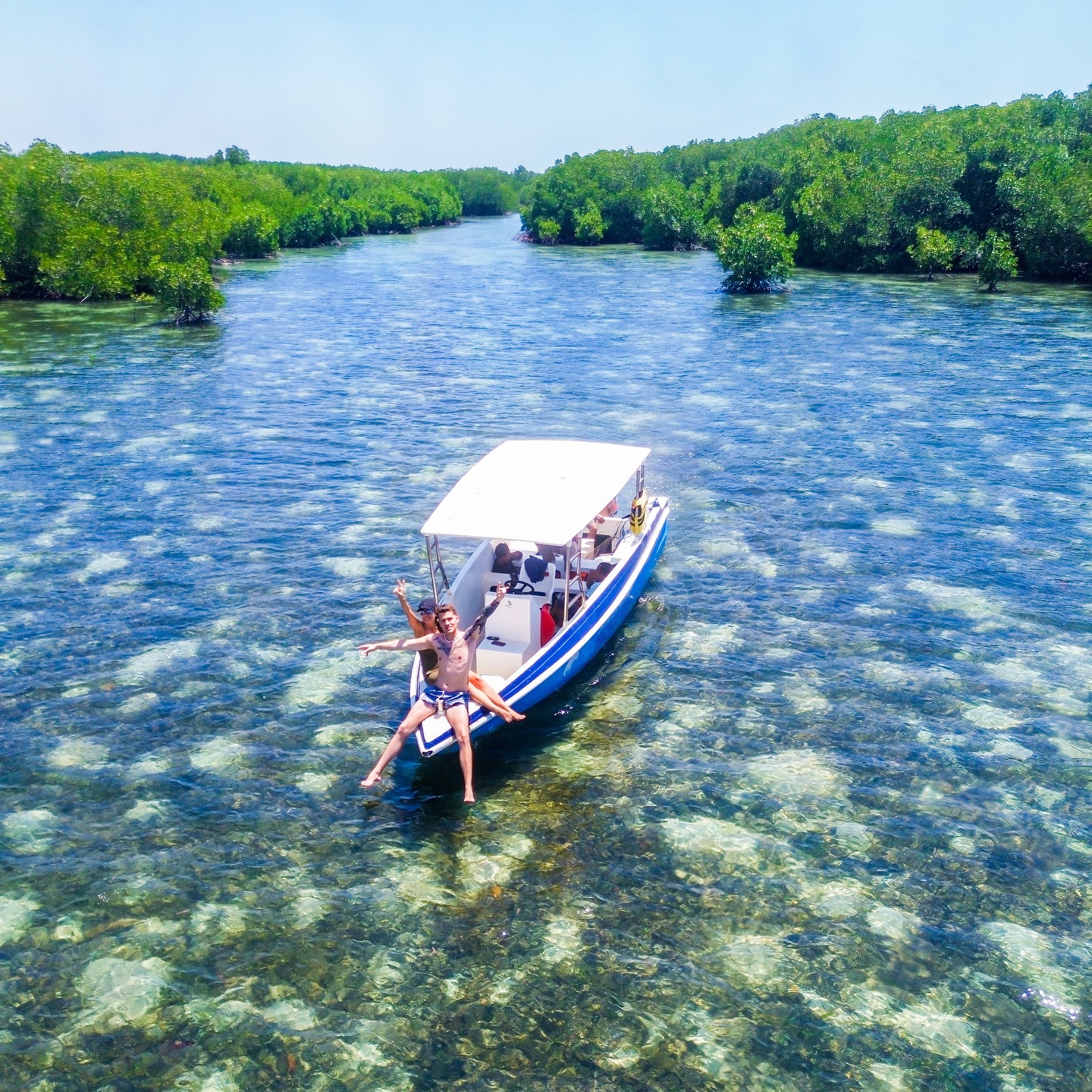 Three beautiful tropical islands with white sandy beaches and palm trees